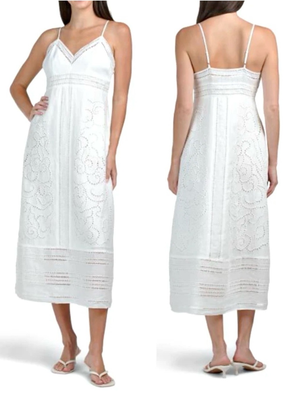 Magaschoni White Eyelet Midi Dress